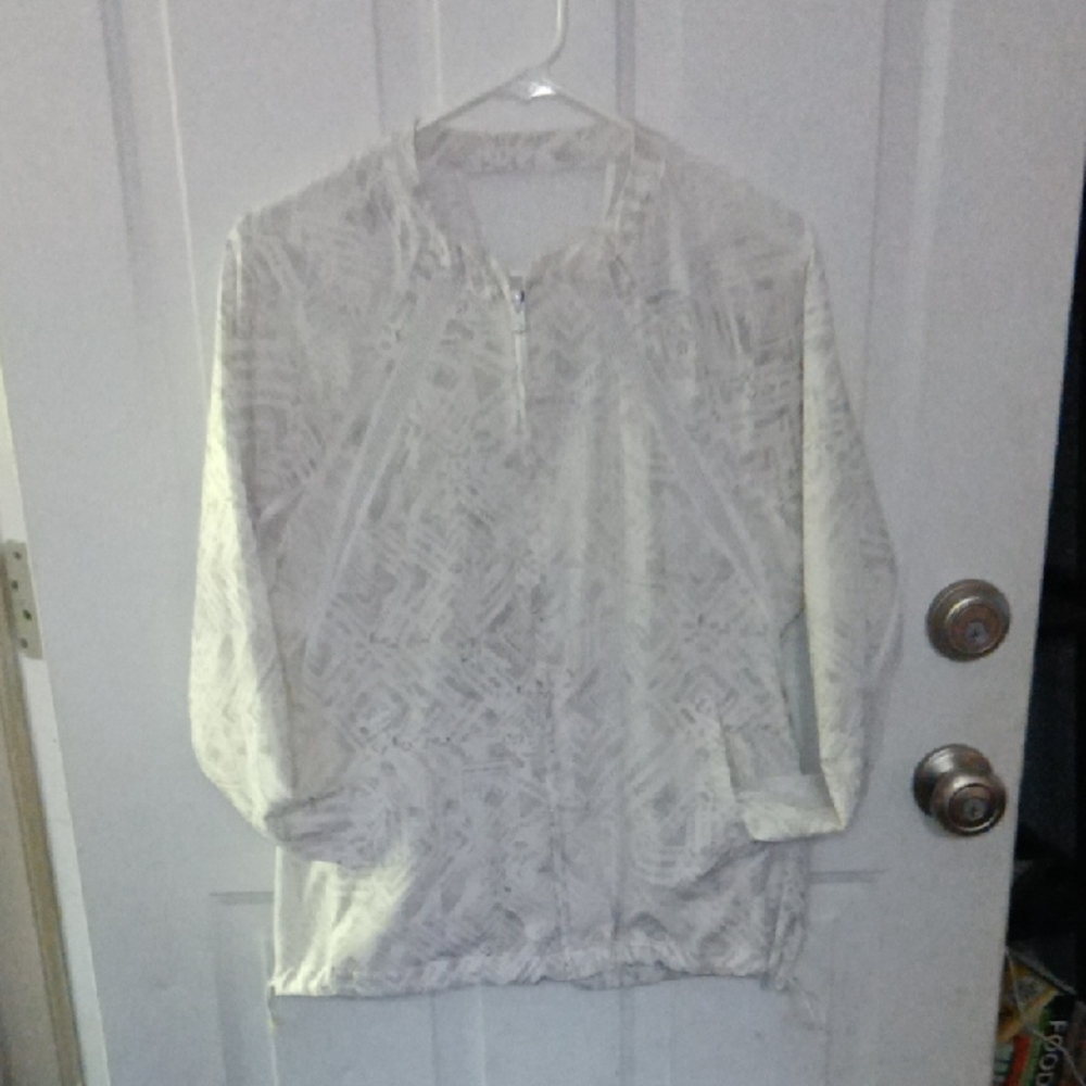 Maurices Cream Patterned Zip-Up Jacket